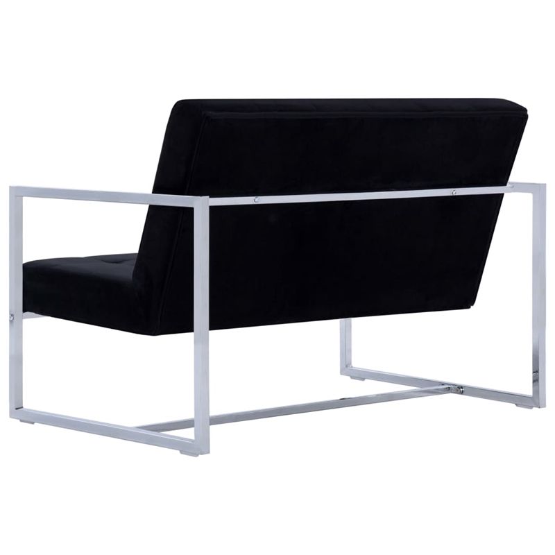 Vidaxl Modern Medium Loveseat in Black Polyester