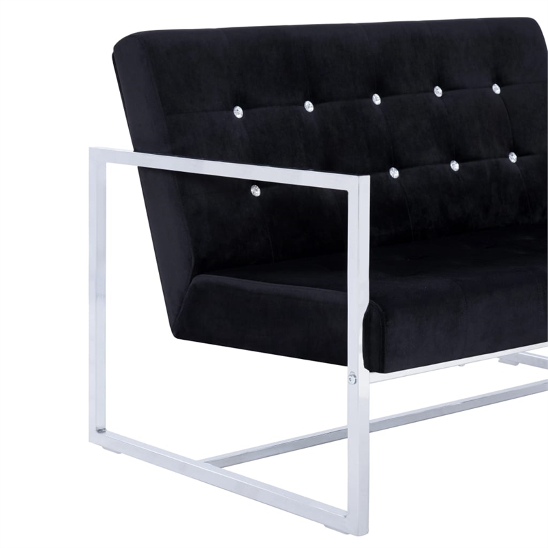 Vidaxl Modern Medium Loveseat in Black Polyester