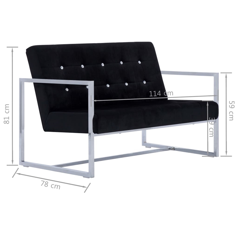 Vidaxl Modern Medium Loveseat in Black Polyester