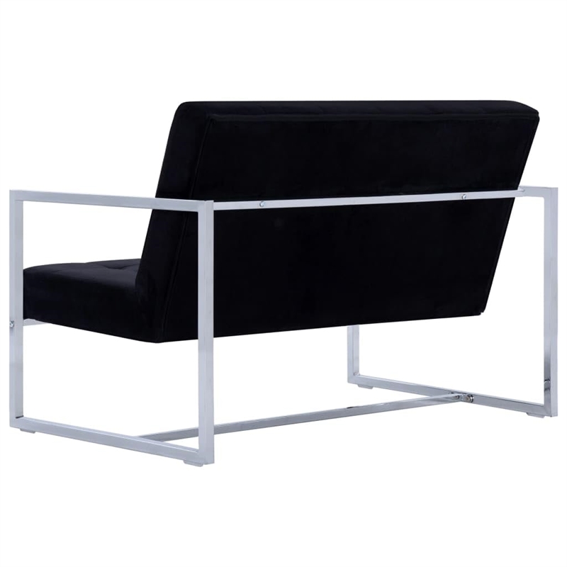 Vidaxl Standard Durable Loveseat in Black Velvet