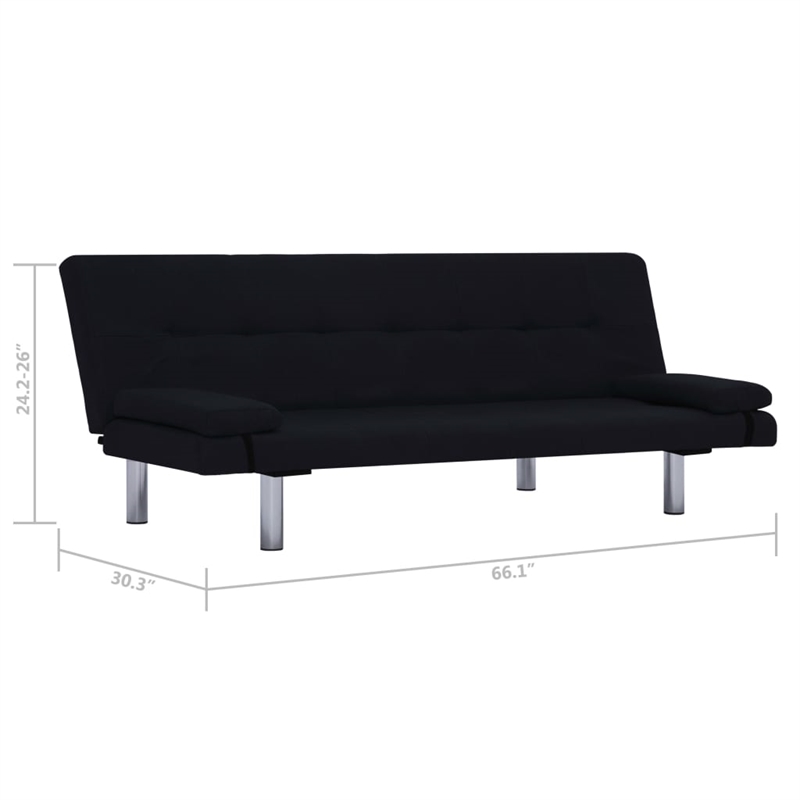 Vidaxl Wooden Frame Sofa Bed in Black
