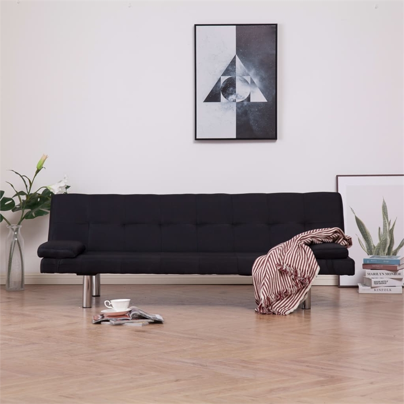 Vidaxl Wooden Frame Sofa Bed in Black