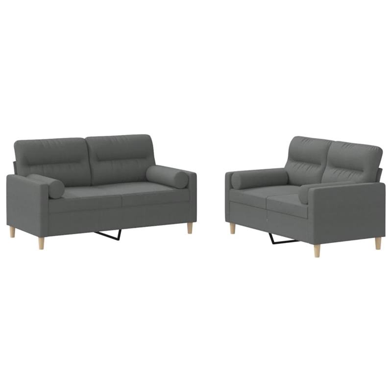 Vidaxl Metal Sofa Set in Dark Grey Polyester Fabric