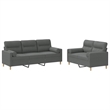 Vidaxl 2-Seater Metal Sofa Set in Dark Grey Polyester Fabric