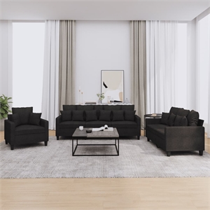 Vidaxl 3 -Piece Metal Sofa Set in Black Fabric Polyester
