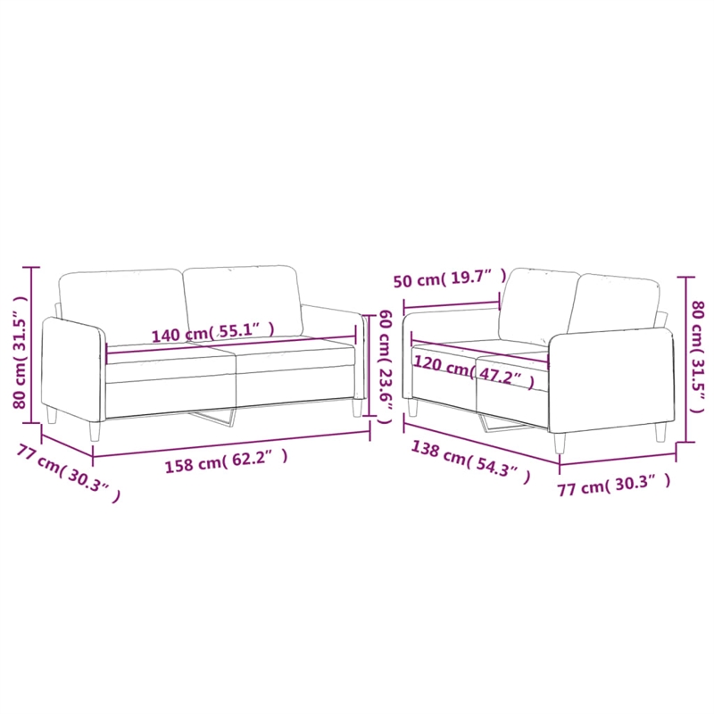 Vidaxl Metal Sofa Set in Black Fabric