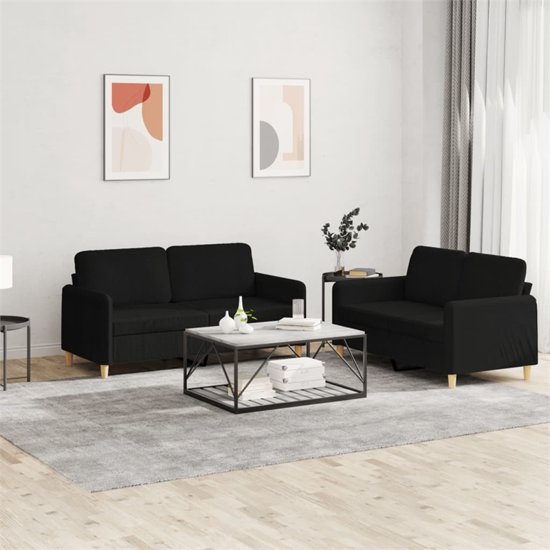 Vidaxl Metal Sofa Set in Black Fabric