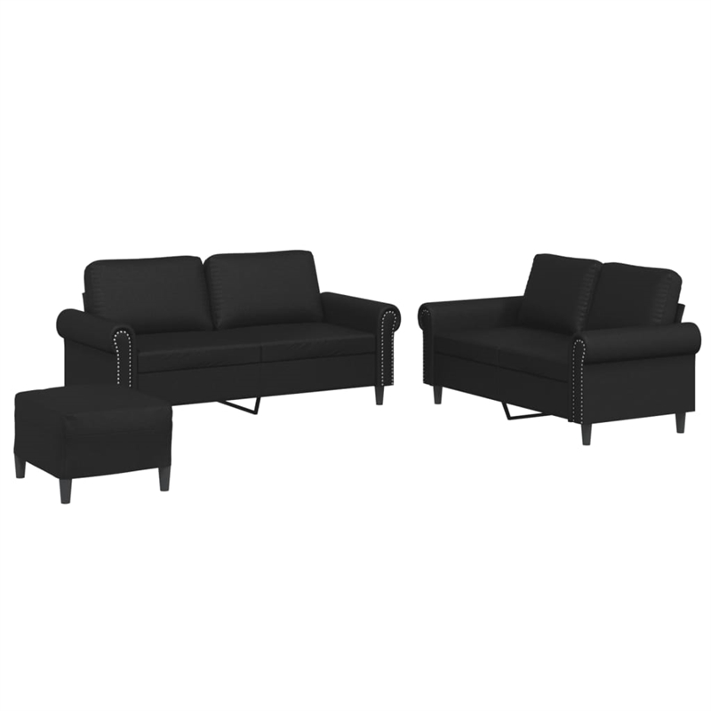Vidaxl Metal Sofa Set in Black Faux Leather