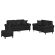 Vidaxl Medium Modern Sofa Set in Black Faux Leather