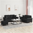 Vidaxl Medium Modern Sofa Set in Black Faux Leather