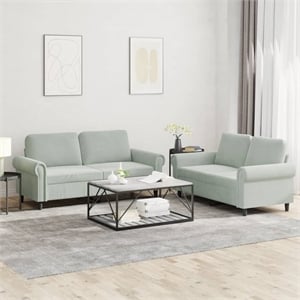 Vidaxl 2 Piece Sofa Set in Light Gray Velvet