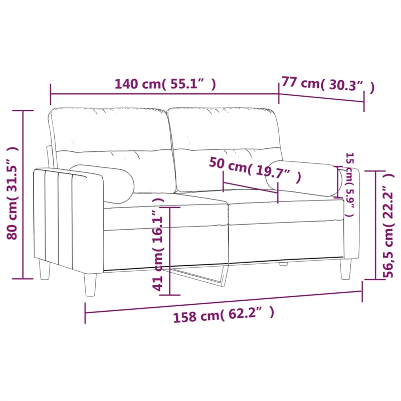 Vidaxl Metal 2-Seater Sofa in Dark Grey Polyester