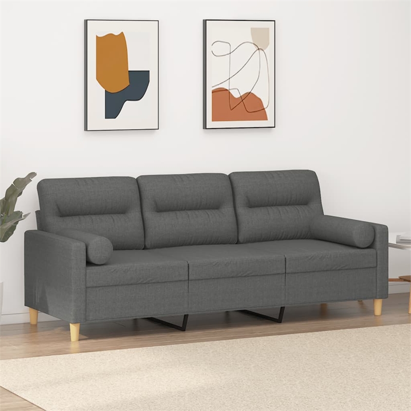 Vidaxl Metal 3-Seater Sofa in Dark Grey Polyester