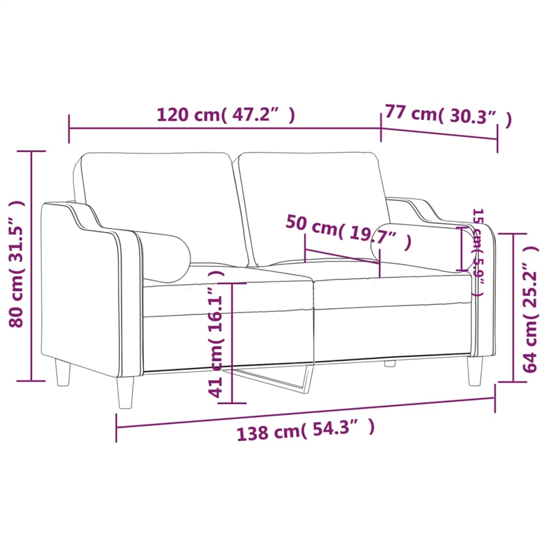 Vidaxl Metal 2-Seater Sofa in Dark Grey Polyester