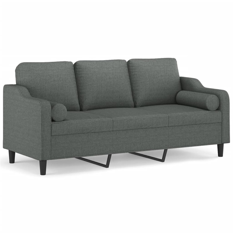 Vidaxl Metal 3-Seater Sofa in Dark Grey Polyester
