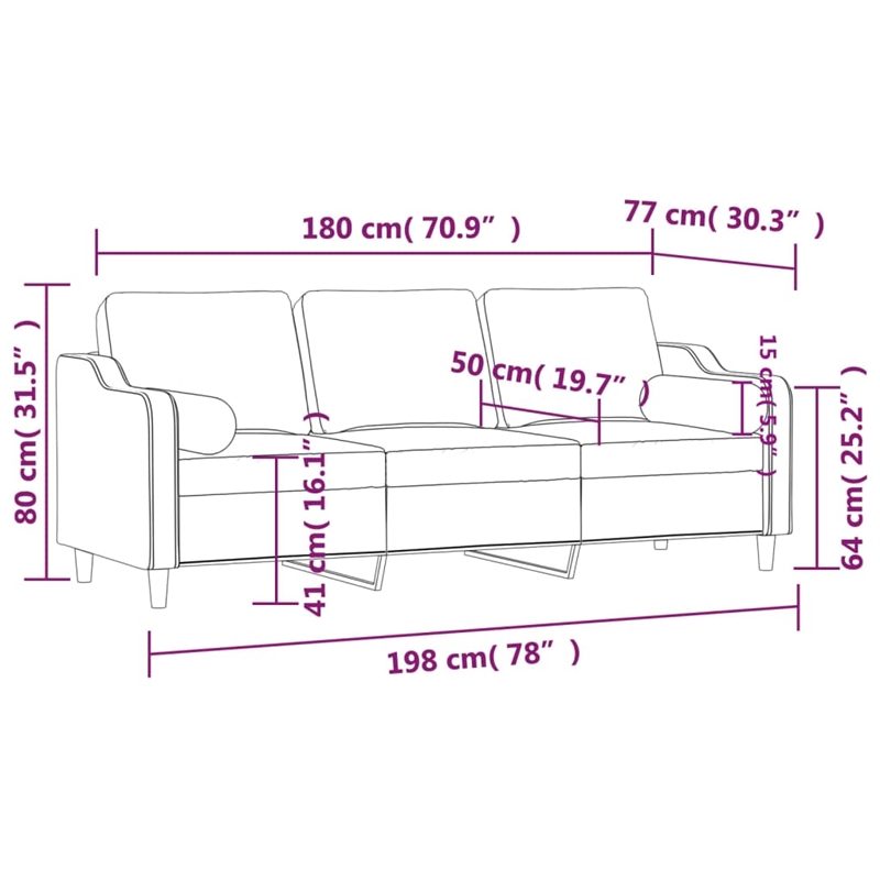 Vidaxl Metal 3-Seater Sofa in Dark Grey Polyester
