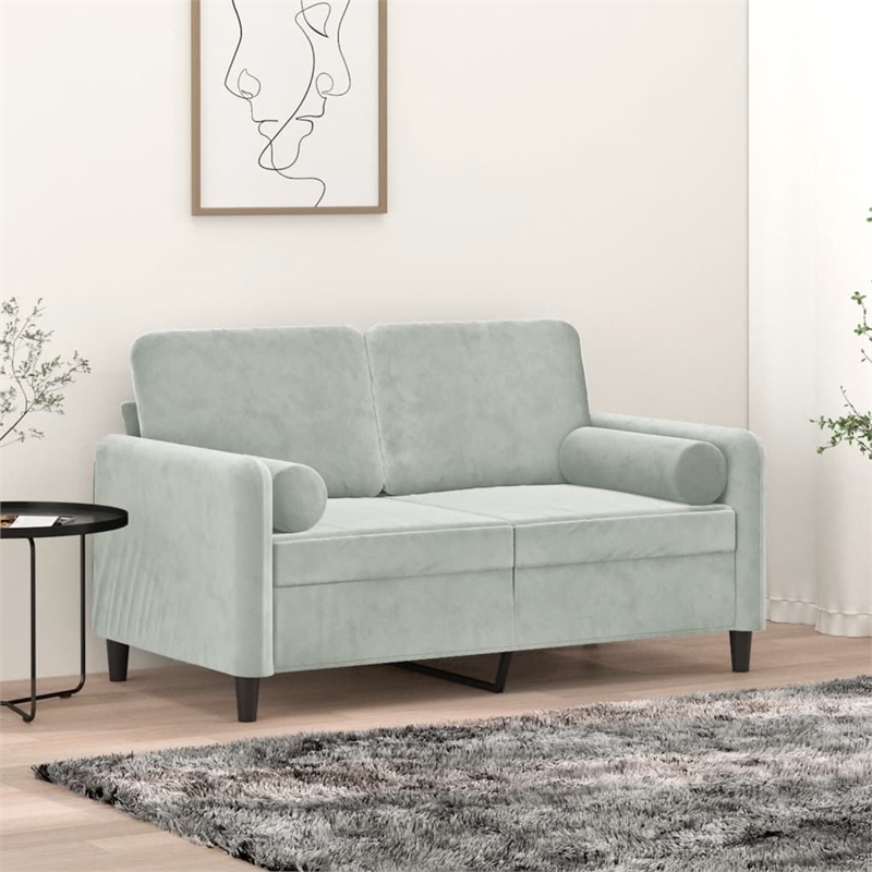 Vidaxl Metal 2-Seater Sofa in Light Grey Velvet