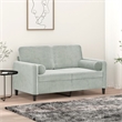 Vidaxl Metal 2-Seater Sofa in Light Grey Velvet
