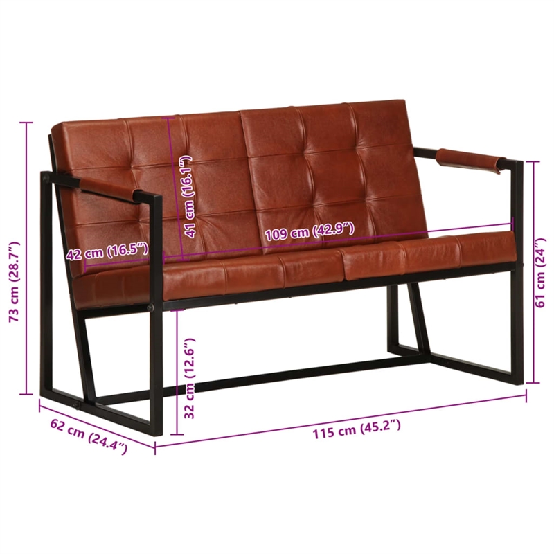 Vidaxl Durable Sofa in Brown Real Goat Leather