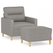 Vidaxl Single Sofa Chair with Footstool in Light Grey