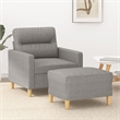 Vidaxl Single Sofa Chair with Footstool in Light Grey