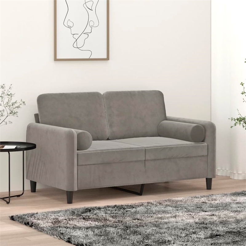 Vidaxl Metal 2-Seater Sofa in Light Grey Polyester Velvet