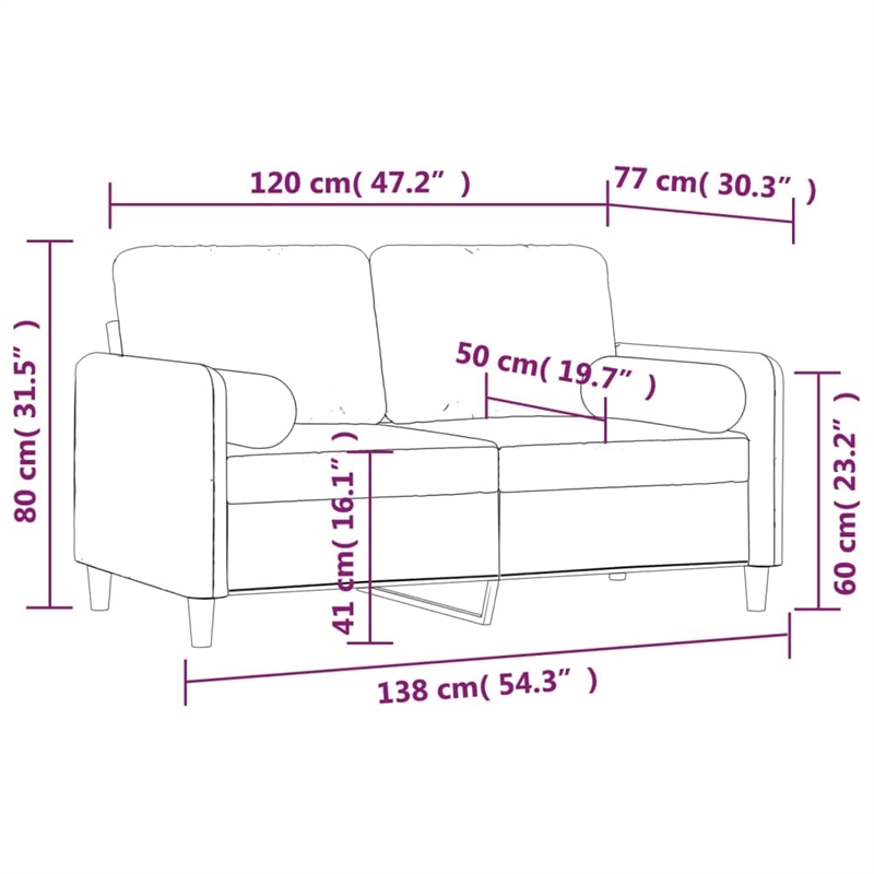 Vidaxl Metal 2-Seater Sofa in Light Grey Polyester Velvet