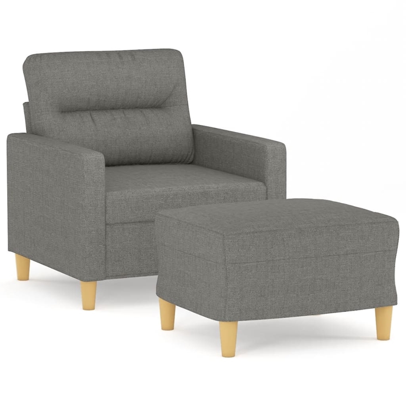 Vidaxl Single Sofa Chair with Footstool in Dark Grey