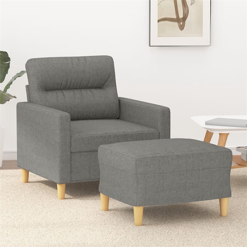 Vidaxl Single Sofa Chair with Footstool in Dark Grey