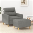 Vidaxl Single Sofa Chair with Footstool in Dark Grey