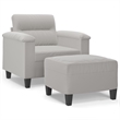 Vidaxl Single Sofa Chair with Footstool in Light Grey