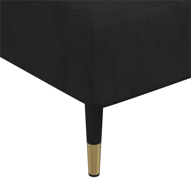 Vidaxl Large Adjustable Armrests L-Shaped Sofa Bed in Black Velvet