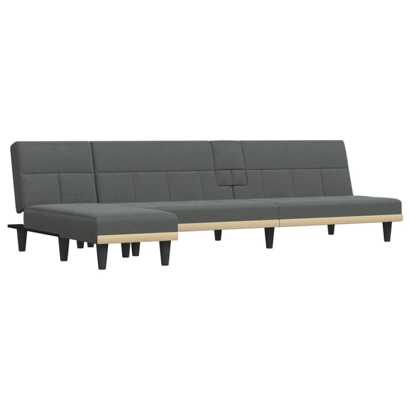 Vidaxl L-Shaped Sofa Bed in Dark Gray Polyester
