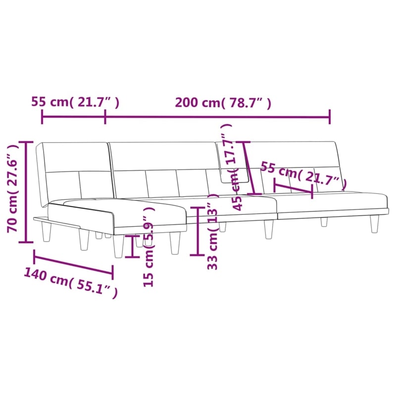 Vidaxl L-Shaped Sofa Bed in Dark Gray Polyester
