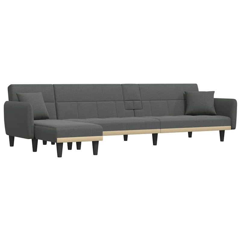 Vidaxl L-Shaped Sofa Bed in Dark Grey Polyester