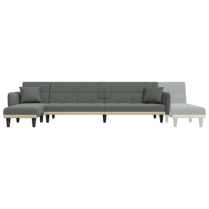 Vidaxl L-Shaped Sofa Bed in Dark Grey Polyester