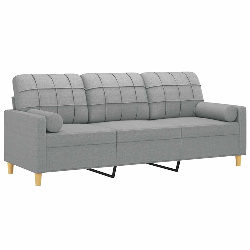 Vidaxl Metal 3-Seater Sofa in Light Grey Polyester