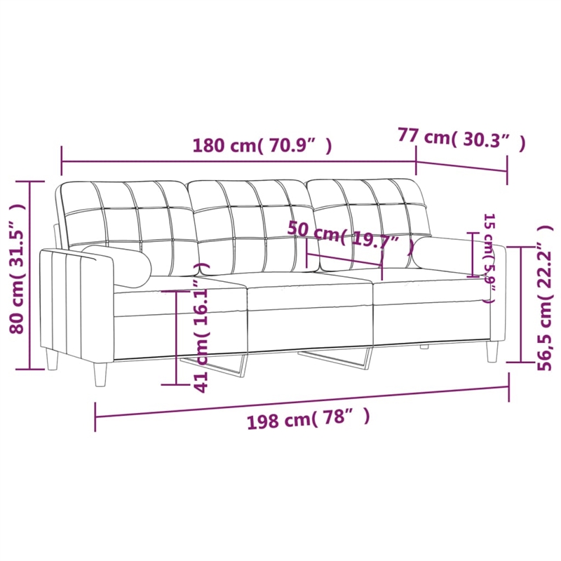 Vidaxl 3-Seater Sofa in Dark Gray