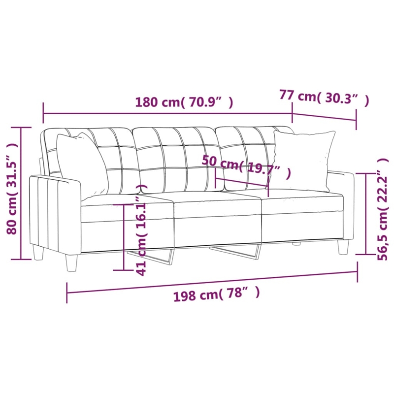Vidaxl 3-Seater Sofa in Black