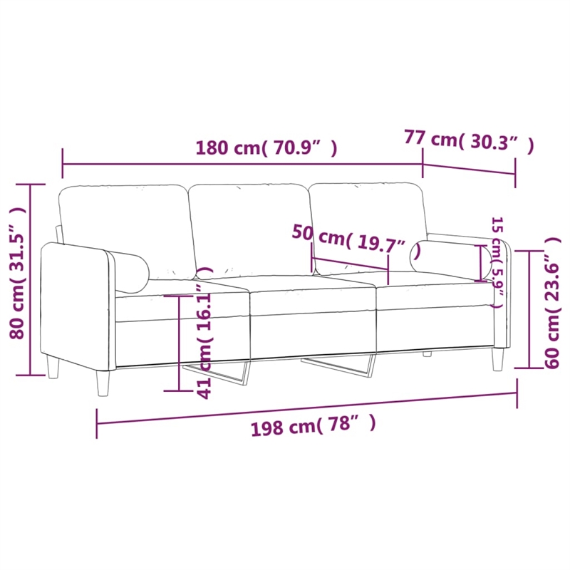 Vidaxl 3-Seater Sofa in Light Gray Velvet