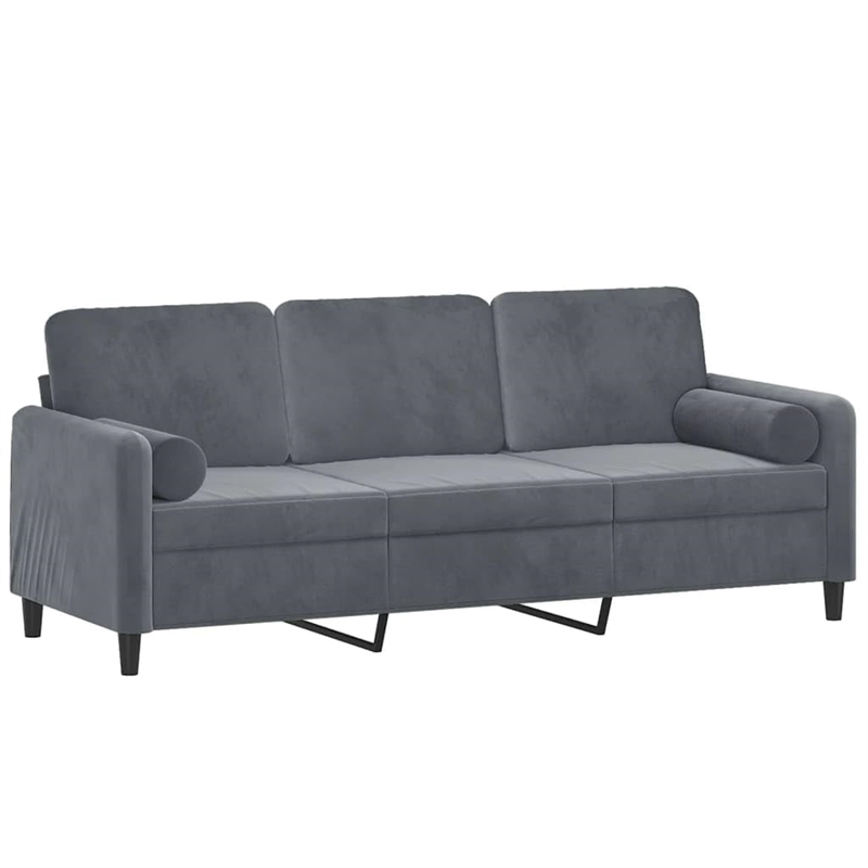 Vidaxl Metal 3-Seater Sofa in Dark Gray Polyester Velvet