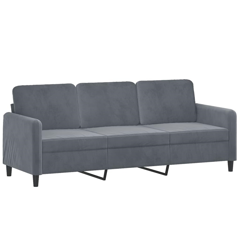 Vidaxl Metal 3-Seater Sofa in Dark Gray Polyester Velvet