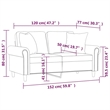 Vidaxl Metal 2-Seater Sofa in Light Gray Polyester Velvet