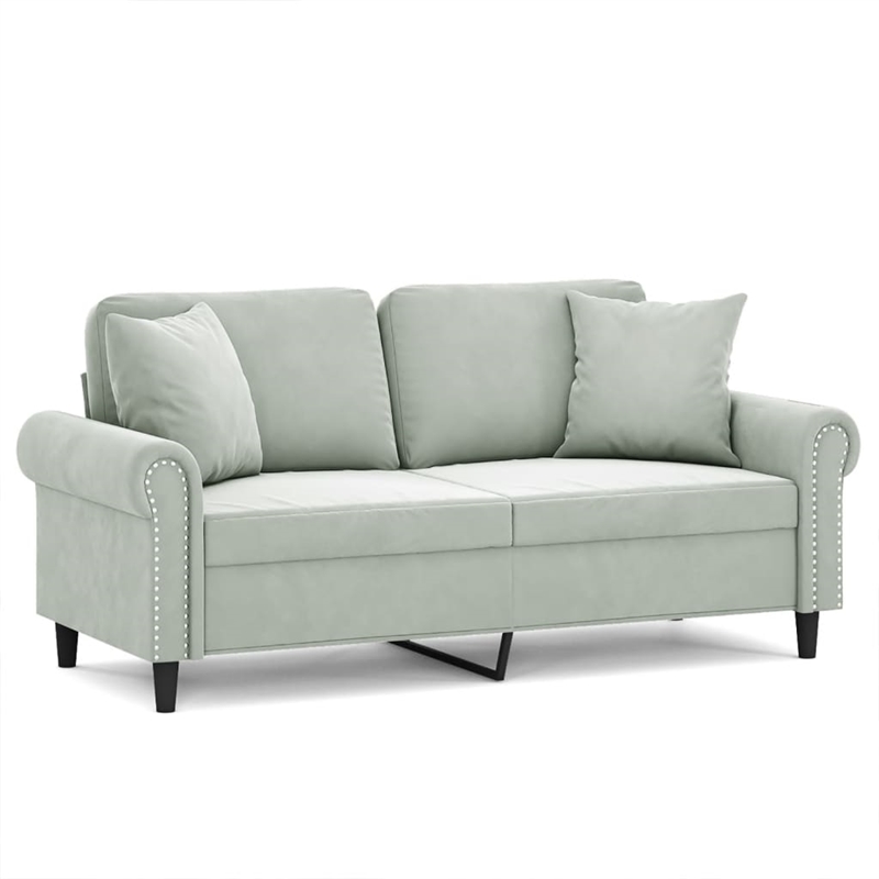 Vidaxl Metal 2-Seater Sofa in Light Grey Polyester Velvet
