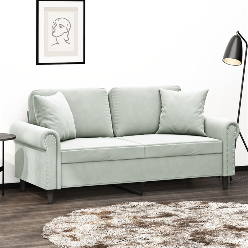 Vidaxl Metal 2-Seater Sofa in Light Grey Polyester Velvet
