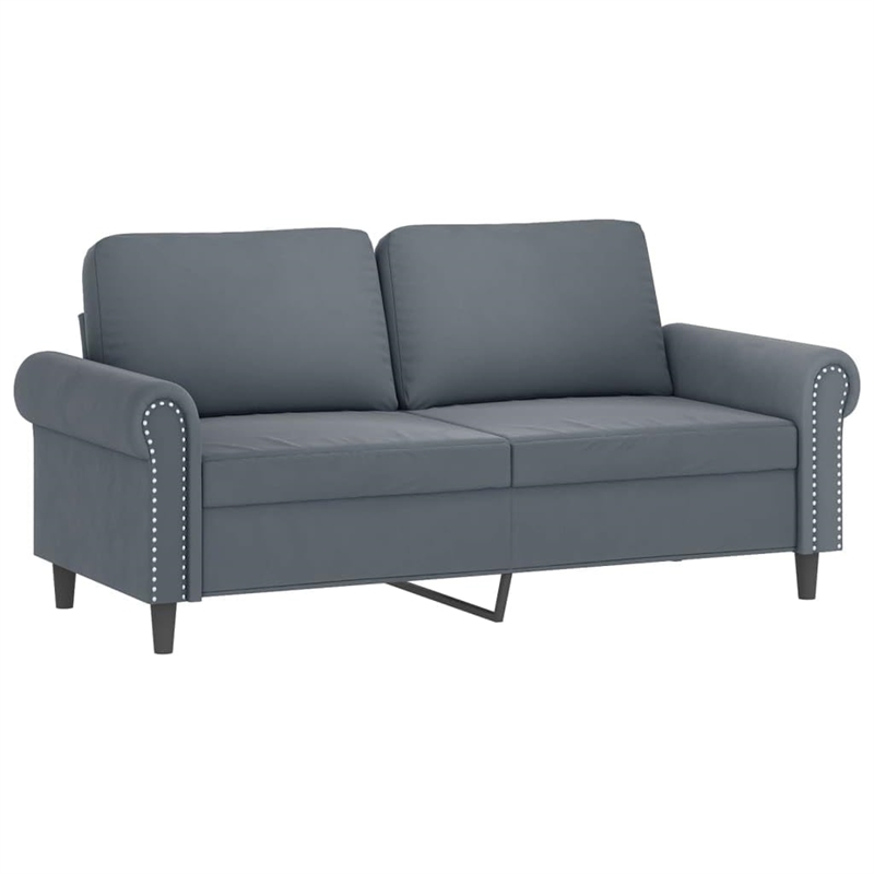 Vidaxl Metal 2-Seater Sofa in Dark Grey Polyester Velvet