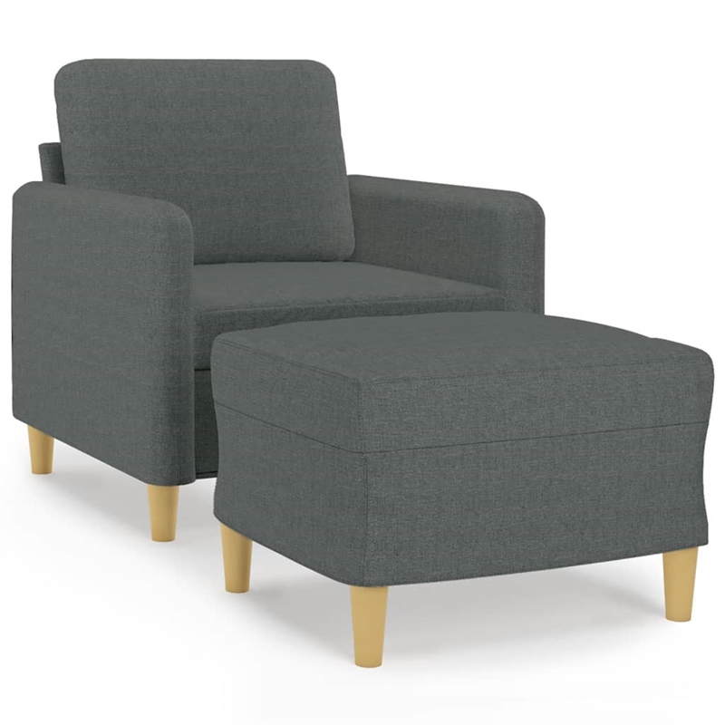 Vidaxl Single Sofa Chair with Footstool in Dark Gray