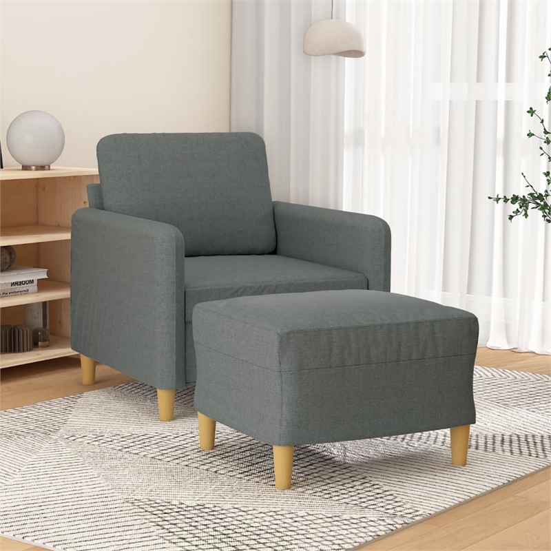 Vidaxl Single Sofa Chair with Footstool in Dark Gray