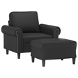 Vidaxl Single Sofa Chair with Footstool in Black
