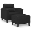 Vidaxl Single Sofa Chair with Footstool in Black Faux Leather